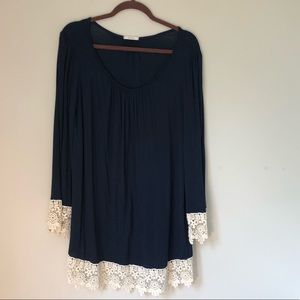 Mon Ami Navy Long Sleeve Dress Size Large